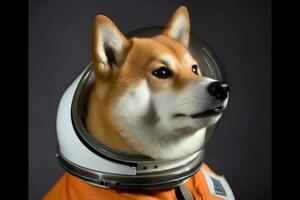 Cute Corgi Dog Astronaut. Neural network AI generated photo