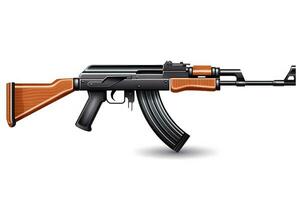 Rare first model AK - 47 assault rifle isolated on white. Neural network AI generated photo