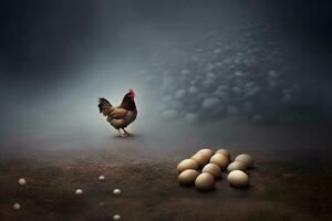 gratis rango pollo en un tradicional aves de corral granja. neural red ai generado foto