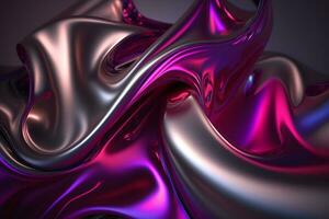 Detailed glossy abstract liquid silk fabric texture background in motion moment, Purple silk satin fabric. Neural network AI generated photo