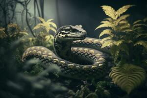 cobra víbora de fumar embotar hierba canabis brote pepita flor marijuana serpiente. neural red ai generado foto