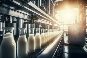 milk production in a factory. Neural network AI generated photo