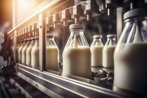 milk production in a factory. Neural network AI generated photo