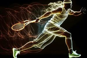 tenis jugador deporte retrato resumen antecedentes. neural red ai generado foto