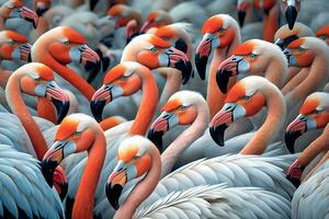 Beautiful and Wild - Flamingos. Neural network AI generated photo