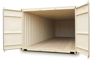 Container, open door, white background. Neural network AI generated photo