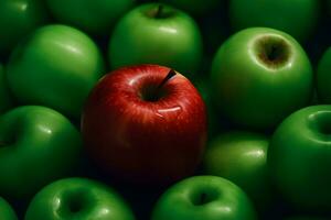 Lots of green and red apples background. Neural network AI generated photo