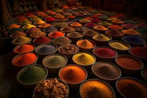 Shop of different spices. Neural network AI generated photo