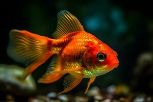 goldfish on a dark background. Neural network AI generated photo