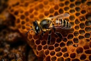 abeja y panales neural red ai generado foto