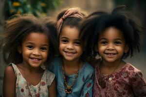 Group of little girls friends. Neural network AI generated photo