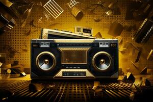 retro radio casete grabadora ghetto blaster neural red ai generado foto