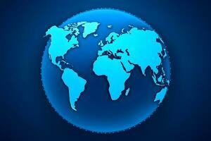 Globe blue background. Neural network AI generated photo