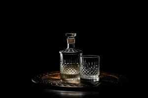 bottle of vodka on black background. Neural network AI generated photo