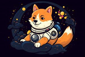 Cute Corgi Dog Astronaut. Neural network AI generated photo