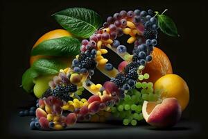 gmo comida y genéticamente modificado cultivos o diseñado agricultura conceptos Fruta y vegetales. neural red generado Arte foto