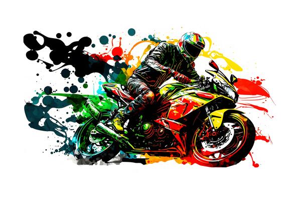 Aufkleber von Biker auf Sport Motorrad im Aquarell Stil auf Weiß  Hintergrund. neural Netzwerk generiert Kunst 23467694 Stock-Photo bei  Vecteezy