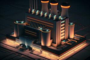 Futuristic nuclear power plant. Neural network AI generated photo