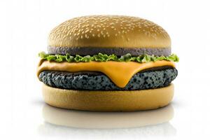 burger on white background. Neural network AI generated photo