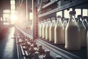 milk production in a factory. Neural network AI generated photo