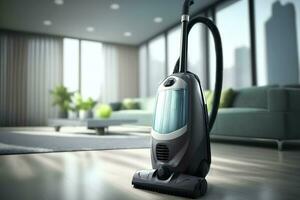 vacuum cleaner in the house cleaning concept. Neural network AI generated photo