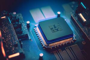 CPU processor with modern futuristic technology appearance. Neural network generated art photo