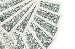Los billetes de 1 dólar estadounidense se encuentran aislados en fondo blanco con espacio de copia apilado en forma de abanico de cerca foto