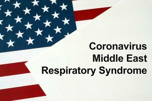 MERS-CoV Novel Corona virus concept with US flag. Middle East Respiratory Syndrome abstract. Chinese infection photo