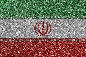 Iran flag depicted on many small shiny sequins. Colorful festival background for party photo