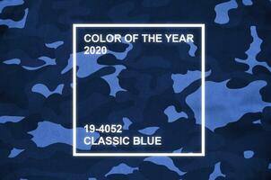 Textile pattern of military camouflage fabric. Phantom classic blue color photo