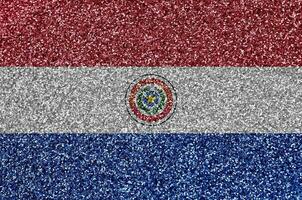 Paraguay flag depicted on many small shiny sequins. Colorful festival background for party photo
