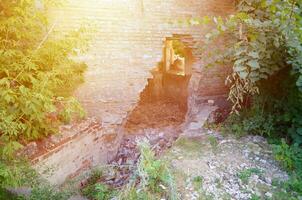 Collapsed industrial multistorey building in daytime photo