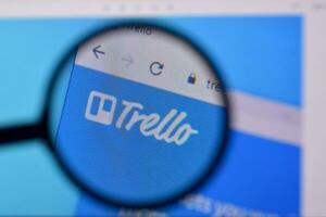 Homepage of trello website on the display of PC, url - trello.com. photo