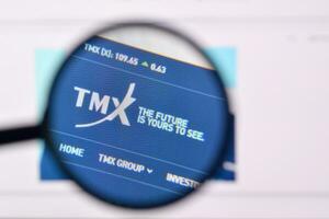 Homepage of tmx website on the display of PC, url - tmx.com. photo