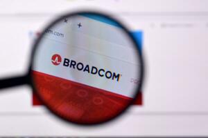 Homepage of broadcom website on the display of PC, url - broadcom.com. photo