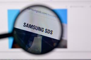 Homepage of samsung sds website on the display of PC, url - samsungsds.com. photo