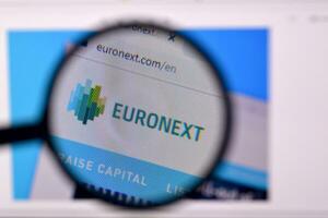 Homepage of euronext website on the display of PC, url - euronext.com. photo