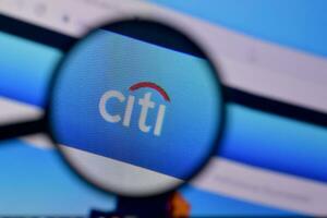 Homepage of citi group website on the display of PC, url - citigroup.com. photo