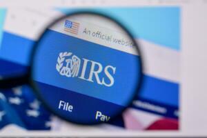 Homepage of internal revenue service website on the display of PC, url - irs.gov. photo