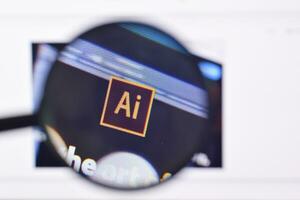 Web page of adobe illustrator product on official website on the display of PC photo