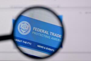 Homepage of ftc website on the display of PC, url - ftc.gov. photo