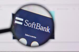 Homepage of softbank website on the display of PC, url - softbank.jp. photo