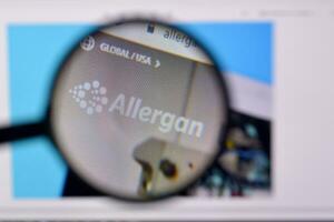 Homepage of allergan website on the display of PC, url - allergan.com. photo