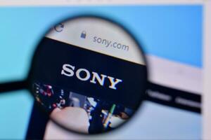Homepage of sony website on the display of PC, url - sony.com. photo
