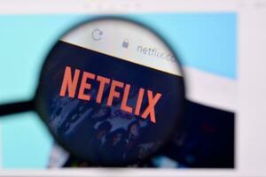 Homepage of netflix website on the display of PC, url - netflix.com. photo