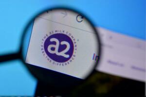 Homepage of the a2 milk company website on the display of PC, url - thea2milkcompany.com. photo