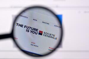Homepage of societe generale website on the display of PC, url - societegenerale.com. photo