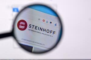 Homepage of steinhoff international website on the display of PC, url - steinhoffinternational.com. photo