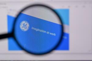 Homepage of ge t and d website on the display of PC, url - ge.com. photo