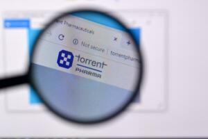Homepage of torrentpharma website on the display of PC, url - torrentpharma.com. photo